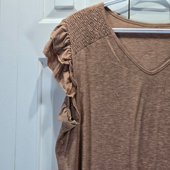New Women’s Brown Ruffle Sleeve Casual Top | Size XL - Picture 3 of 5
